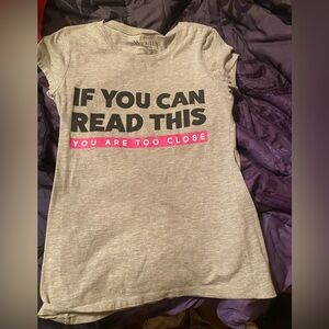 Gray Graphic Tee with Bold Text